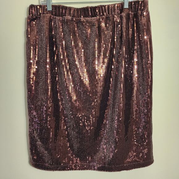 J. Jill brown velvet with sequin overlay pull on fully lined skirt woman size XL - Picture 3 of 9
